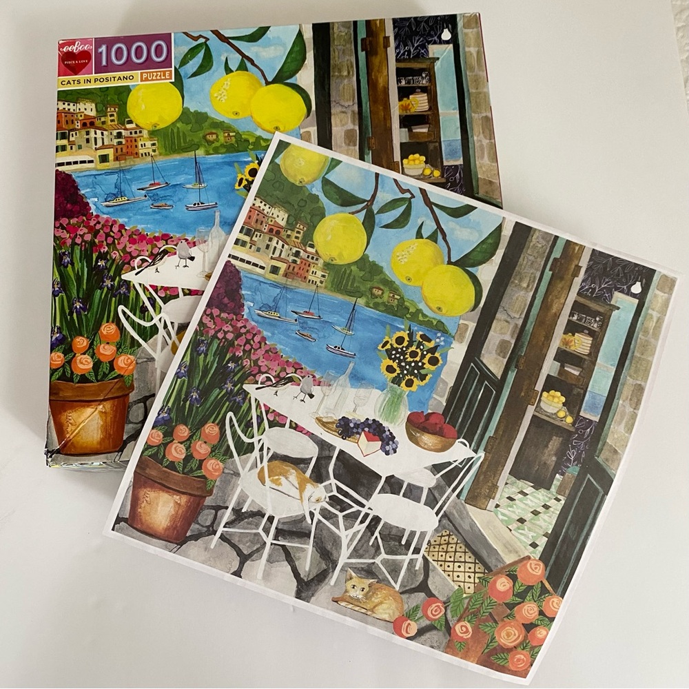 Eeboo Jigsaw Puzzle Cats in Positano 1000 Pieces Complete - Picture 5 of 12